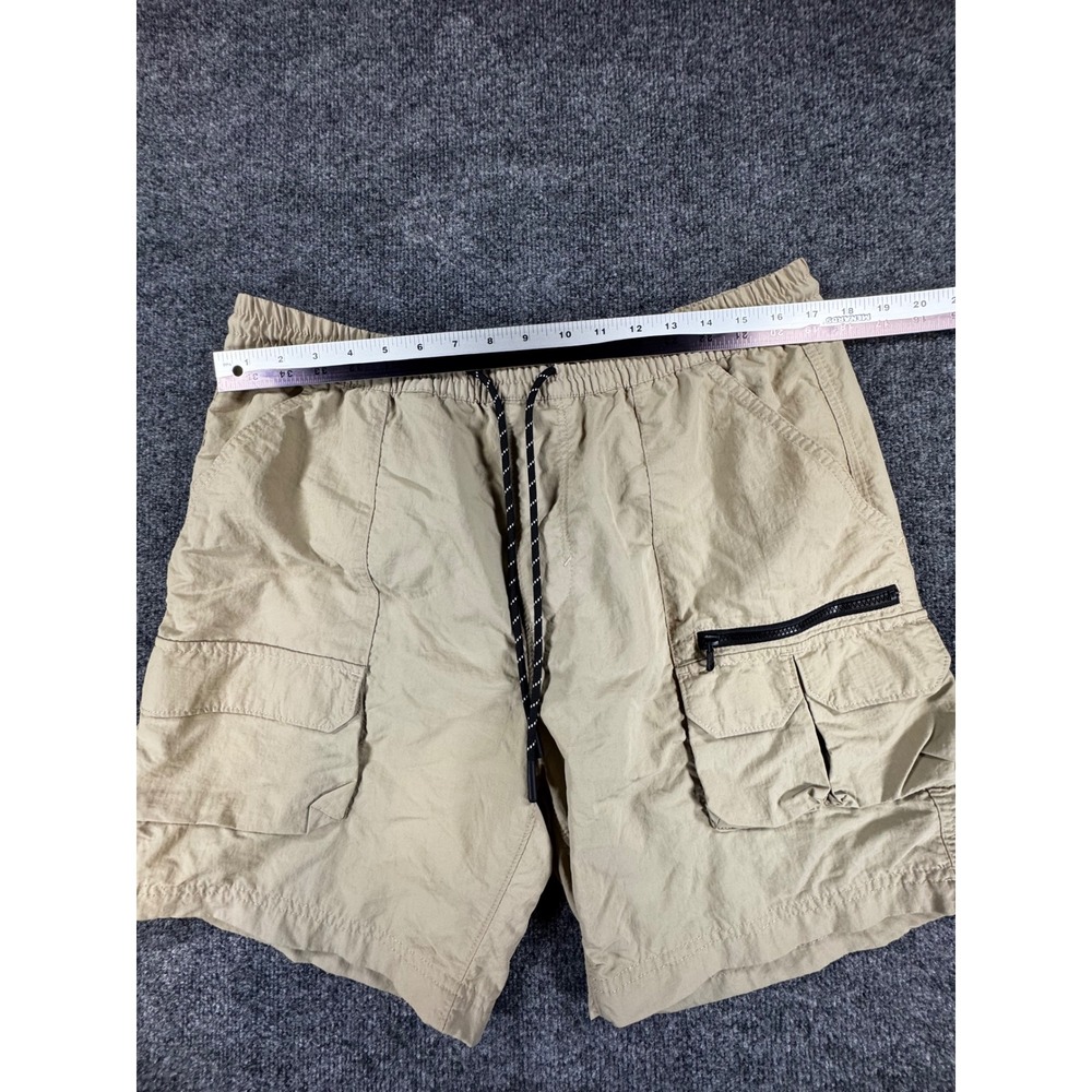 Aeropostale Men Tan Nylon Cargo Shorts Elastic Waist Drawstring Mesh Lined L - Picture 5 of 5
